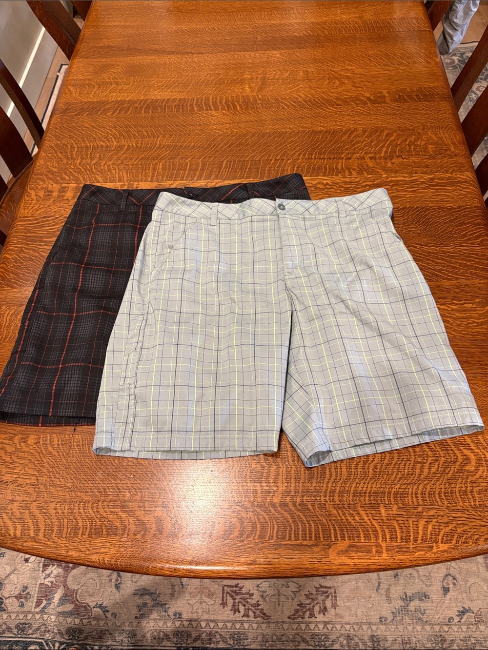 Men's Plaid Fila Sport Performance Golf Shorts - Light Gray and Black